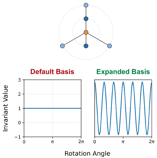 Default vs. expanded invariant basis under rotation